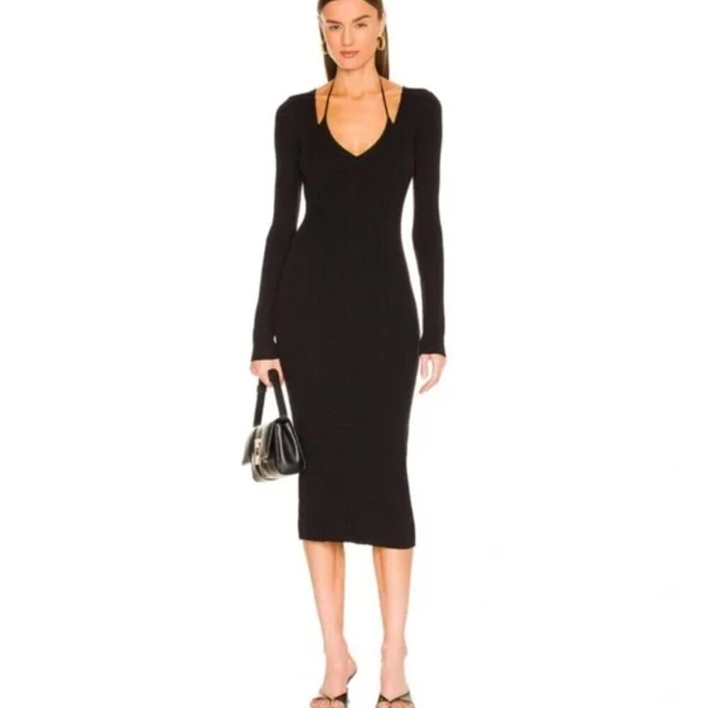 Favorite Daughter "Take Me Somewhere" Midi Sweater Dress in Black size S.